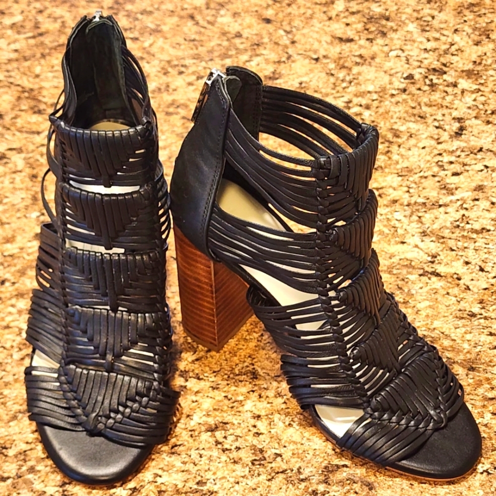 1. STATE 'Kenton' Caged Gladiator Block-Heel Sandal - Black - Size 5